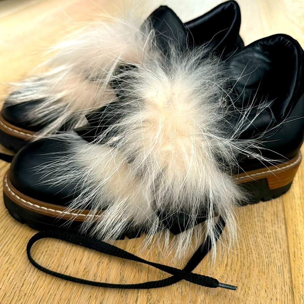 Pink and black winter booties